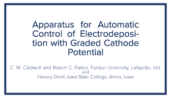 Electrodeposition with Graded Cathode Potentials Literature, Technical Library, GFS Chemicals