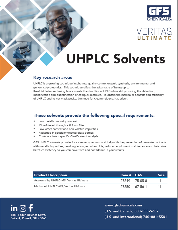 UHPLC Solvents Brochure GFS Chemicals